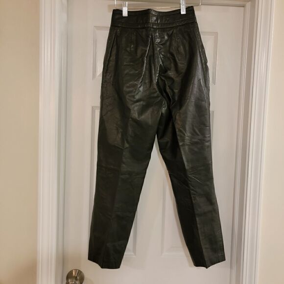 Vtg 80's Toffs Pleated Leather Pants High Waisted size 4P - Picture 6 of 7